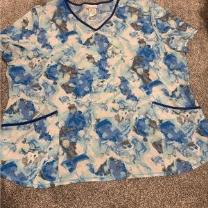 Scrubstar Blue and Gray Patterned Women's Scrub Top